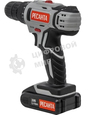 Дрель-шуруповерт Ресанта ДА-20-2ЛК, 20 В, 2 Ач, 55 Нм, щеточный