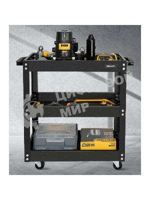 Тележка инструментальная трехсекционная на колесах Deli DL433013 510x260x580мм, до 90кг, толщина полки 0,6мм, толщина стойки 1мм