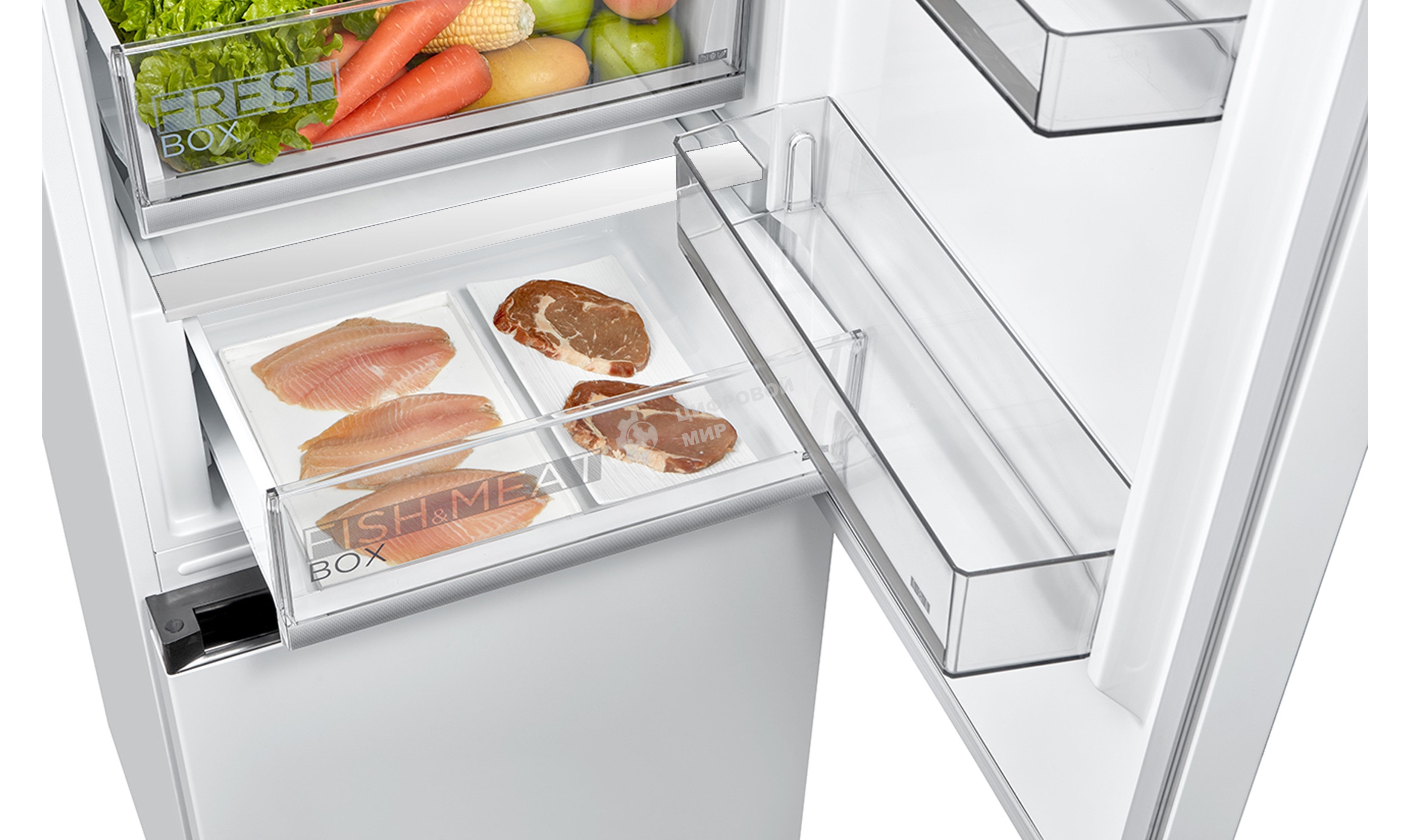 Холодильник Midea MDRB519MGE01ID белый двухкамерный 263/123л морозилка снизу, No Frost