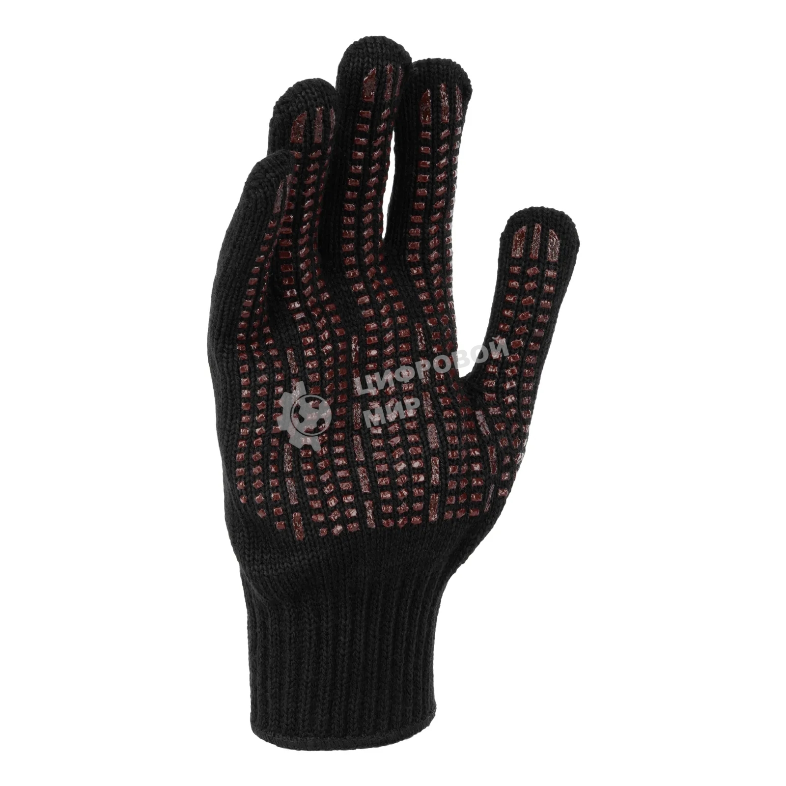 Перчатки трикотажные Сибртех акрил, усиленные, ПВХ-гель Протектор, черный, 10 класс