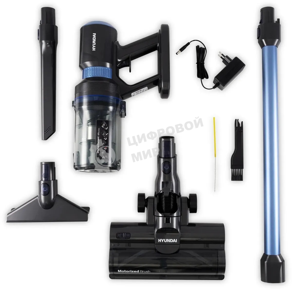 Пылесос ручной Hyundai HYV-S7970 серый/синий 500Вт уборка сухая контейнер