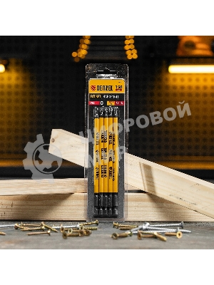 Набор бит Denzel PH2х150, сталь S2, круглый профиль, 5 шт.