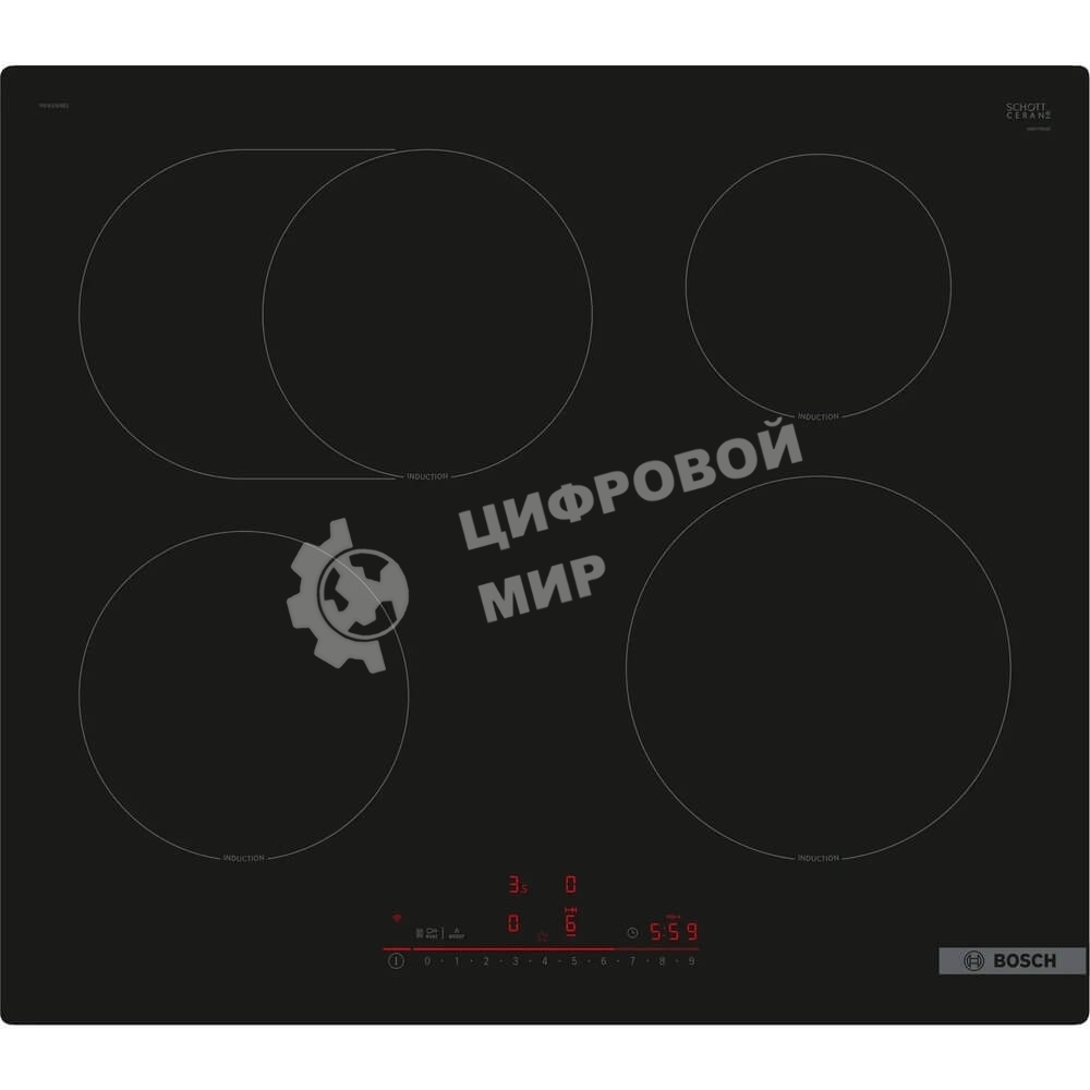 Индукционная варочная панель Bosch PIF61RHB1E 60 см, индукция, скошенные края, сенсорное управление, черный