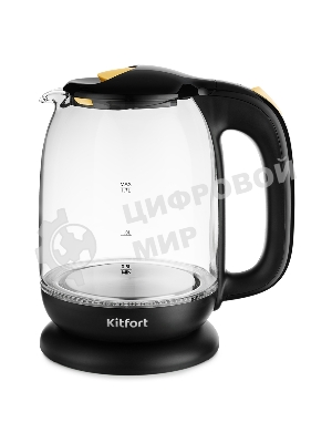 Чайник электрический Kitfort КТ-625-4 1.7л. 2200Вт черный/желтый (корпус: стекло)