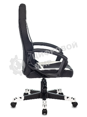 Кресло Zombie 10 черный/белый, экокожа, 120 кг, механизм качания