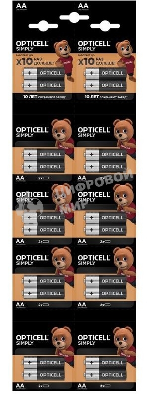 Элемент питания алкалиновый AA/LR6 отрывной набор HBDC (блист. 2штх10) (уп.20шт) Opticell 5050001