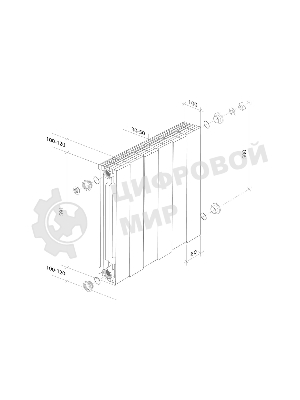 Радиатор биметаллический Royal Thermo PianoForte 500 Серебристый VR80 - 8 секц.