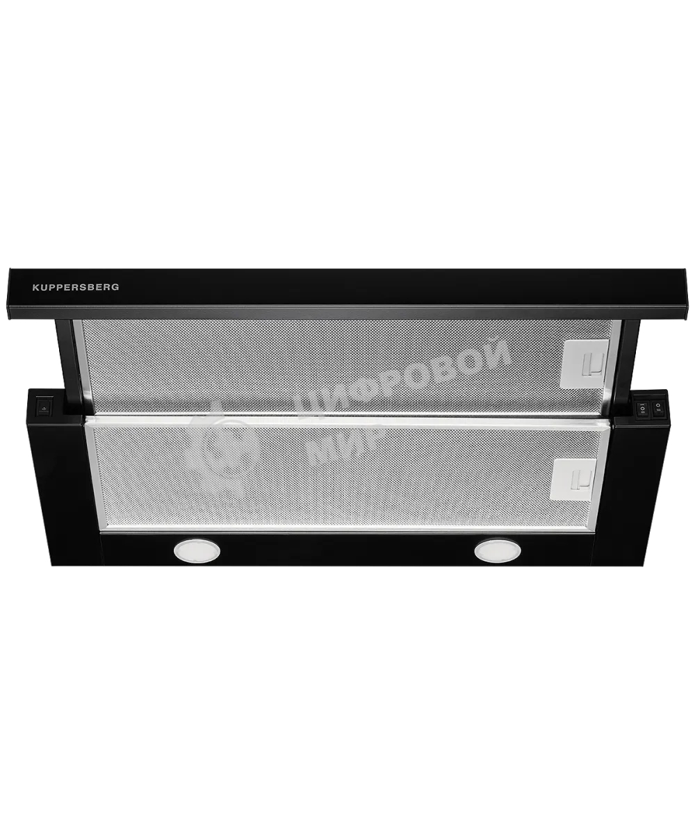 Встраиваемая вытяжка Kuppersberg SLIMTURBO 60 B, 60 см, отвод/рециркуляция, 1500 м3/час, механическое управление, 3 скорости, освещение 2х2 Вт, металлические жироулавливающие фильтры, угольный фильтр KF-ES (опция), 63.4 дБ, обратный клапан, шхвхг:55.2x25.5x28см, черный