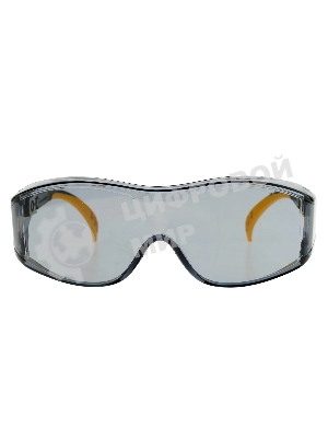 Очки защитные Denzel открытые, поликарбонатные, увеличенная дымчатая линза, регулируемые дужки