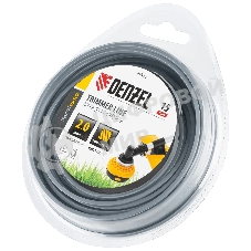 Леска для триммера Denzel армированная алюминием квадратная, 2,0мм х 15м, блистер ALUFLEX