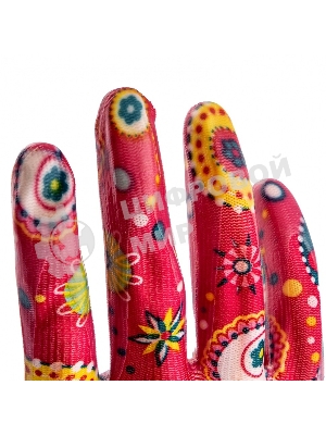 Перчатки садовые Palisad из полиэстера с нитрильным обливом, красные, S