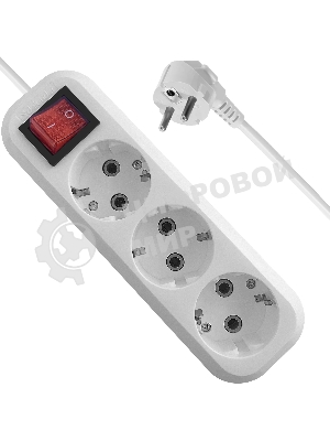 Удлинитель с заземлением Defender L330 16 А, 3 м, заземление, выключатель