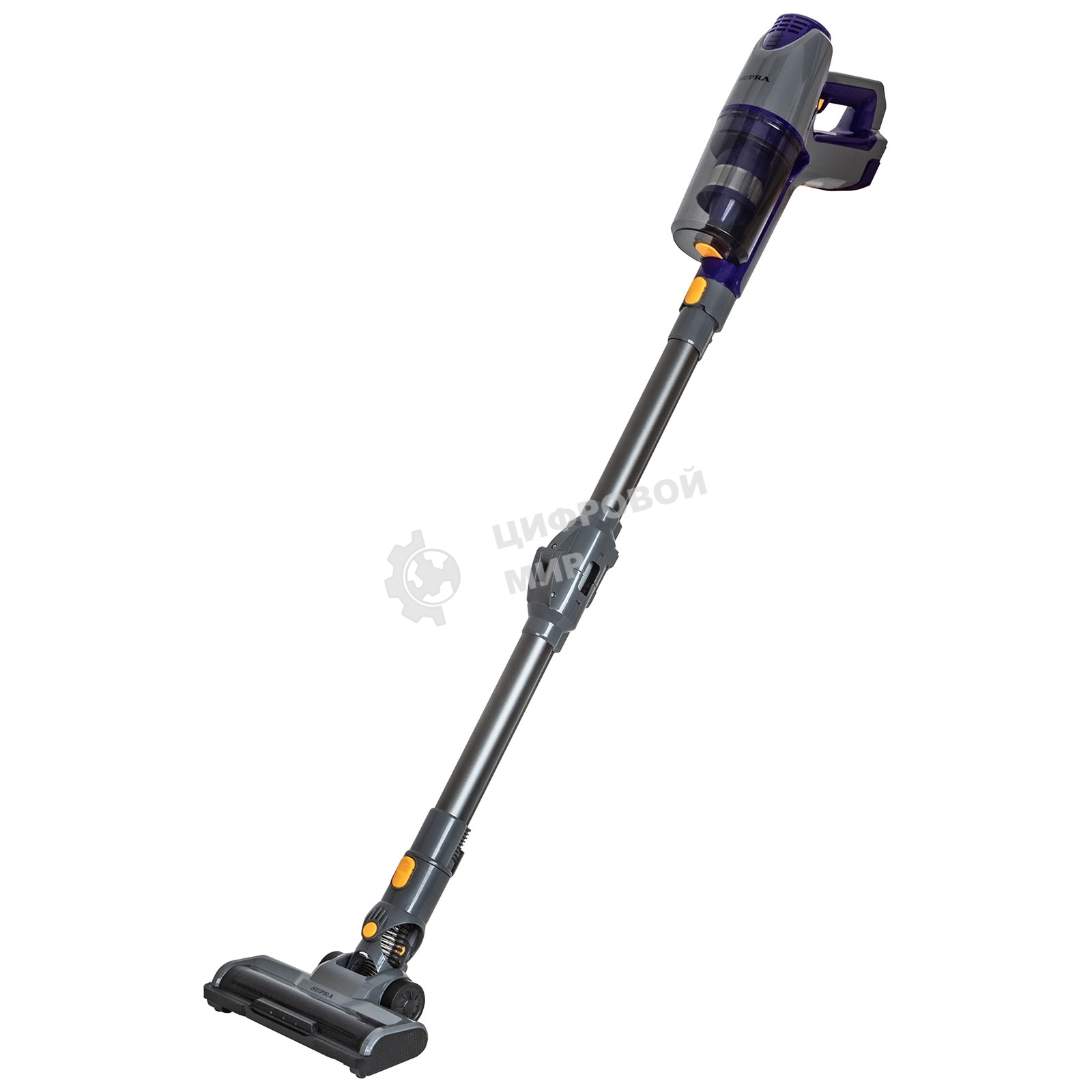 Пылесос вертикальный SUPRA VCS-5084 серый/синий, питание от аккумулятора, 350 Вт, уборка сухая, пылесборник 0.6 л, работа от АКБ max 30 мин.