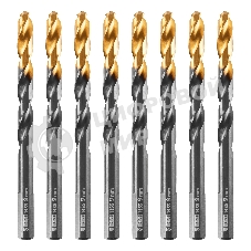 Сверло по металлу Denzel 9 мм, HSS-Tin, Golden Tip, 8 шт.