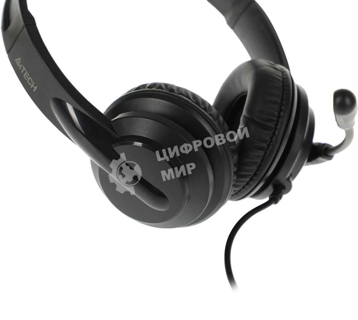 Гарнитура проводная с микрофоном A4Tech HU-10 черный 2м накладные USB оголовье