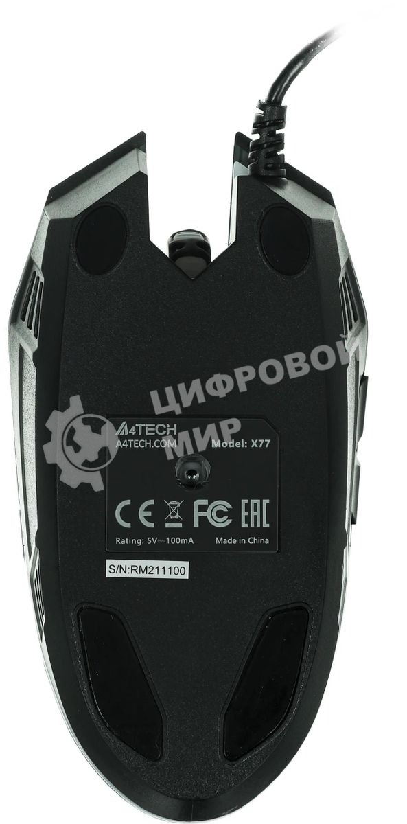 Мышь проводная A4Tech X77 черный, 2400 dpi, USB, кнопки - 8