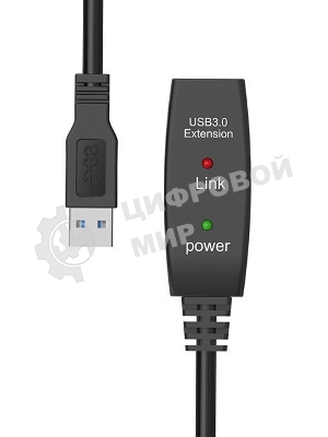 Кабель-адаптер USB3.0-repeater Aopen, удлинительный активный Am-->Af 10м