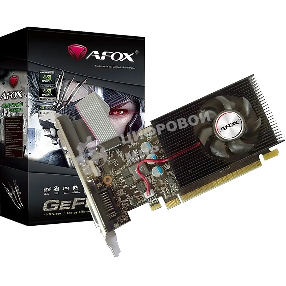 Видеокарта AFOX GT730 2Gb DDR3 PCI-E2.0 2ГБ DDR3, 128 бит, DVI-I, HDMI, VGA (D-Sub), GPU 700 МГц