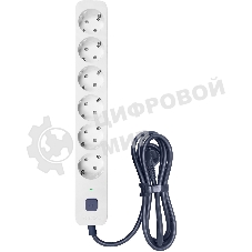 Сетевой фильтр Powercom SP-06W 5,0 м 5.0м, 6 розеток, белый/серый, коробка