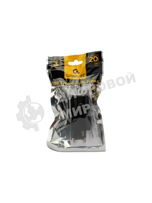 Сетевое зарядное устройство Cablexpert 20Вт, 3А, QC3.0/PD, 1xUSB, 1xType-C, черный, пакет