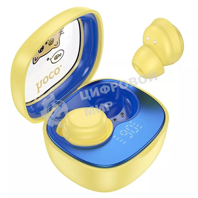 Наушники TWS Hoco EW111 Friendly желтый, внутриканальные, Bluetooth, до 4 ч