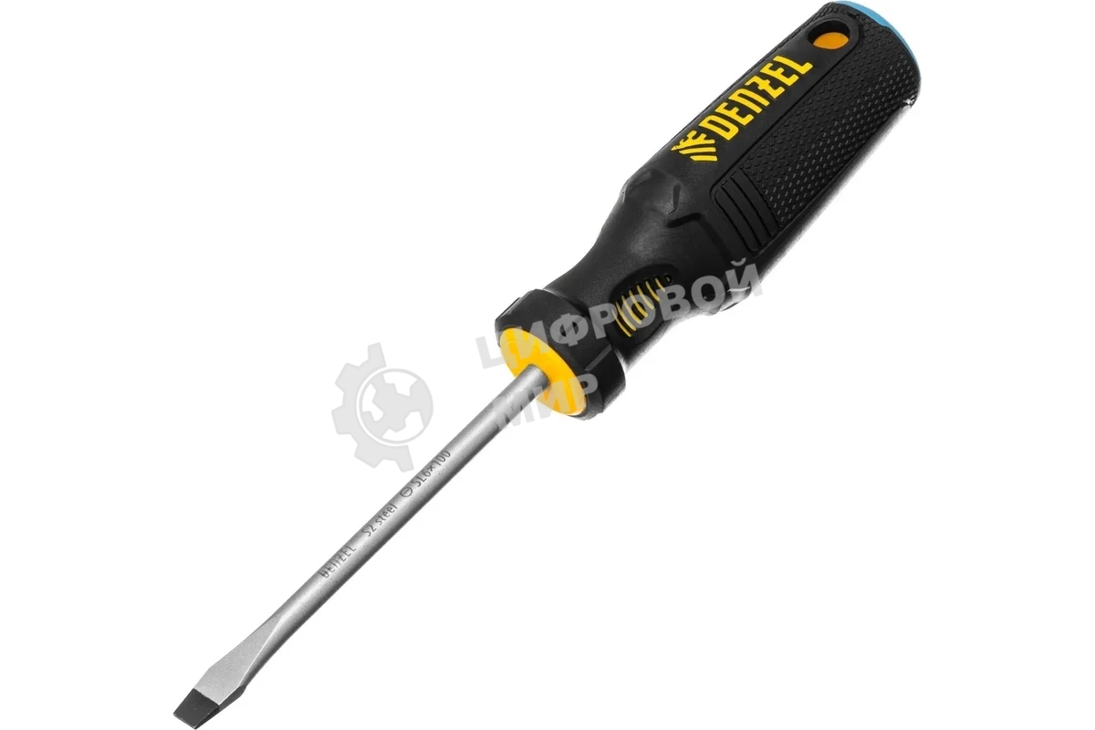 Отвертка Denzel SL6x100 мм, S2, 3к рукоятка
