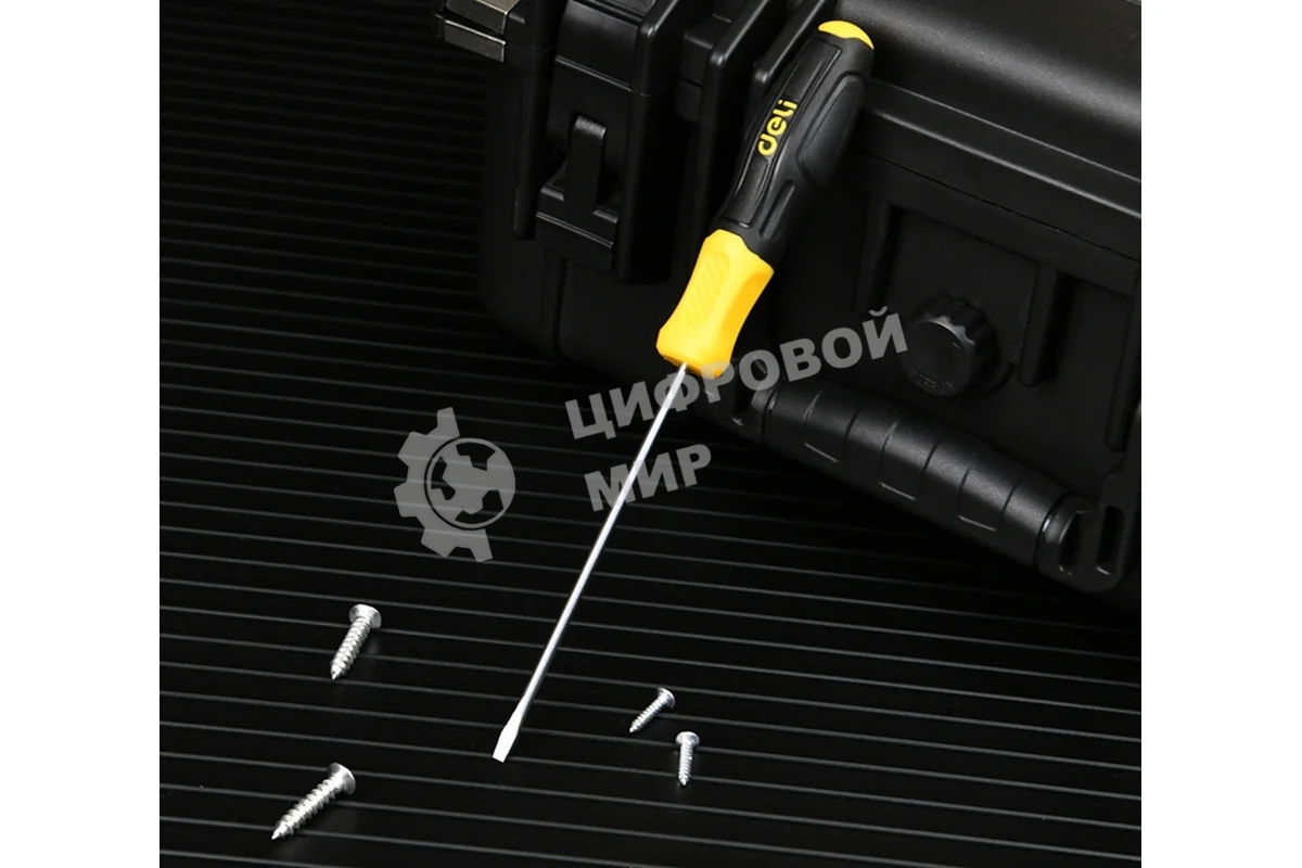 Отвертка шлицевая Deli DL6351251N 5х125мм сталь Cr-V, двухкомпонентная прорезиненная рукоять