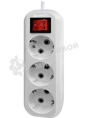 Удлинитель с заземлением Defender L330 16 А, 3 м, заземление, выключатель