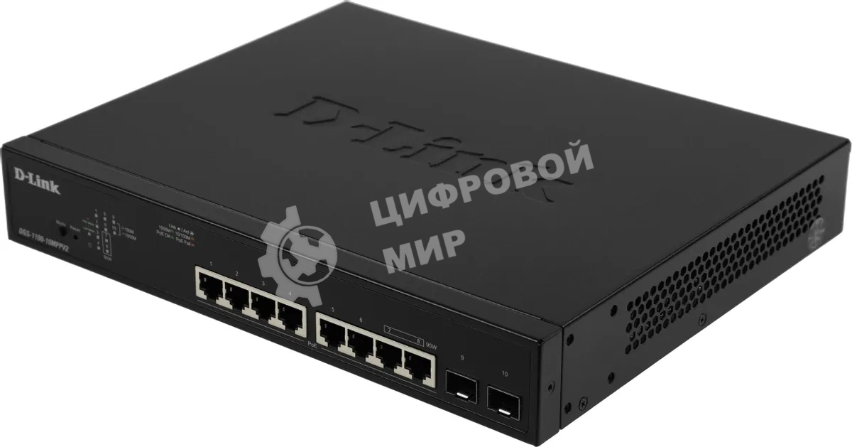 Коммутатор D-Link DGS-1100-10MPPV2/A 8G 2SFP 8PoE+ настраиваемый
