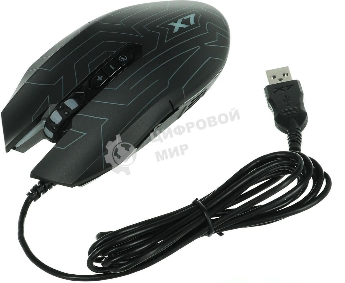 Мышь проводная A4Tech X77 черный, 2400 dpi, USB, кнопки - 8