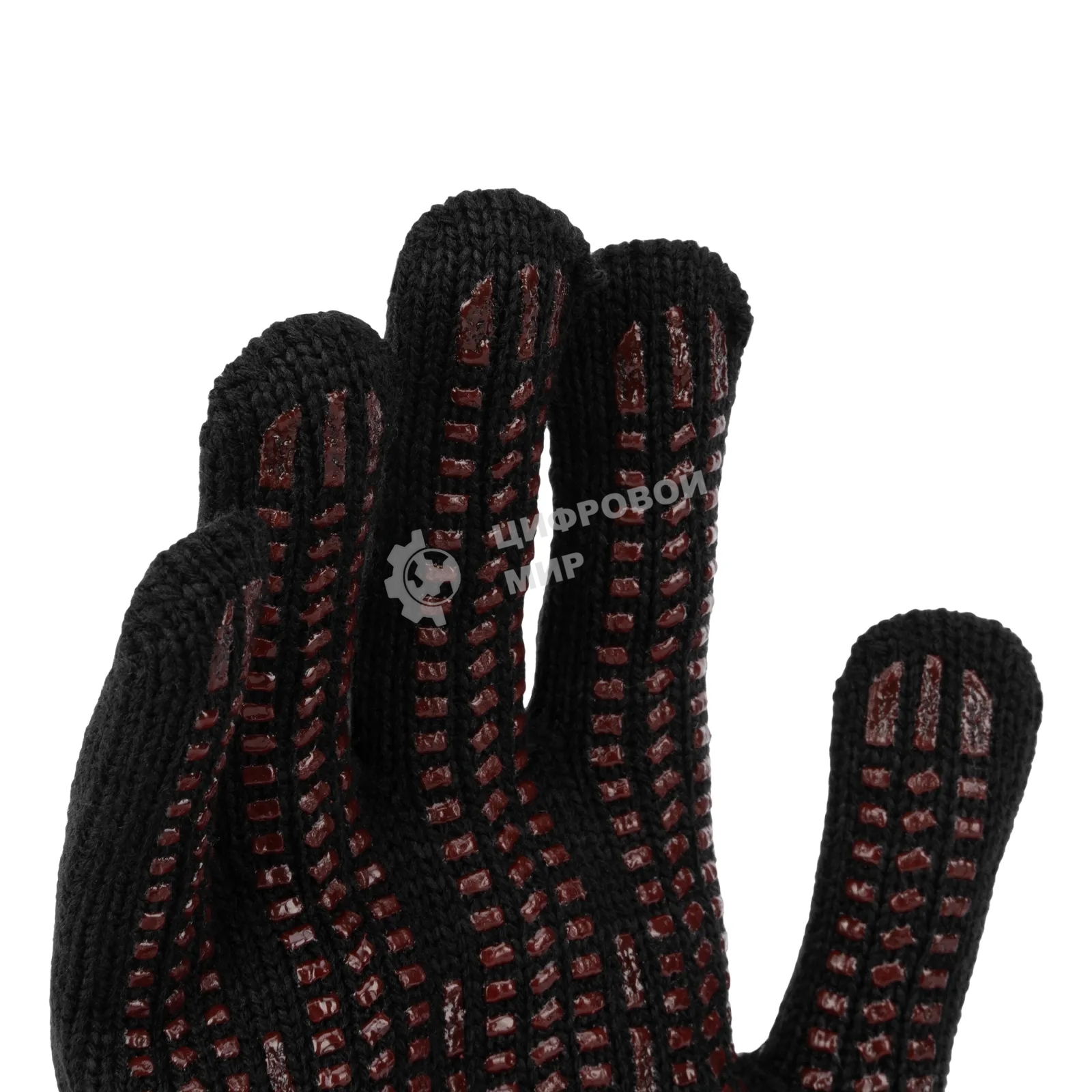 Перчатки трикотажные Сибртех акрил, усиленные, ПВХ-гель Протектор, черный, 10 класс