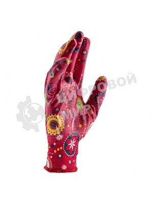 Перчатки садовые Palisad из полиэстера с нитрильным обливом, красные, S