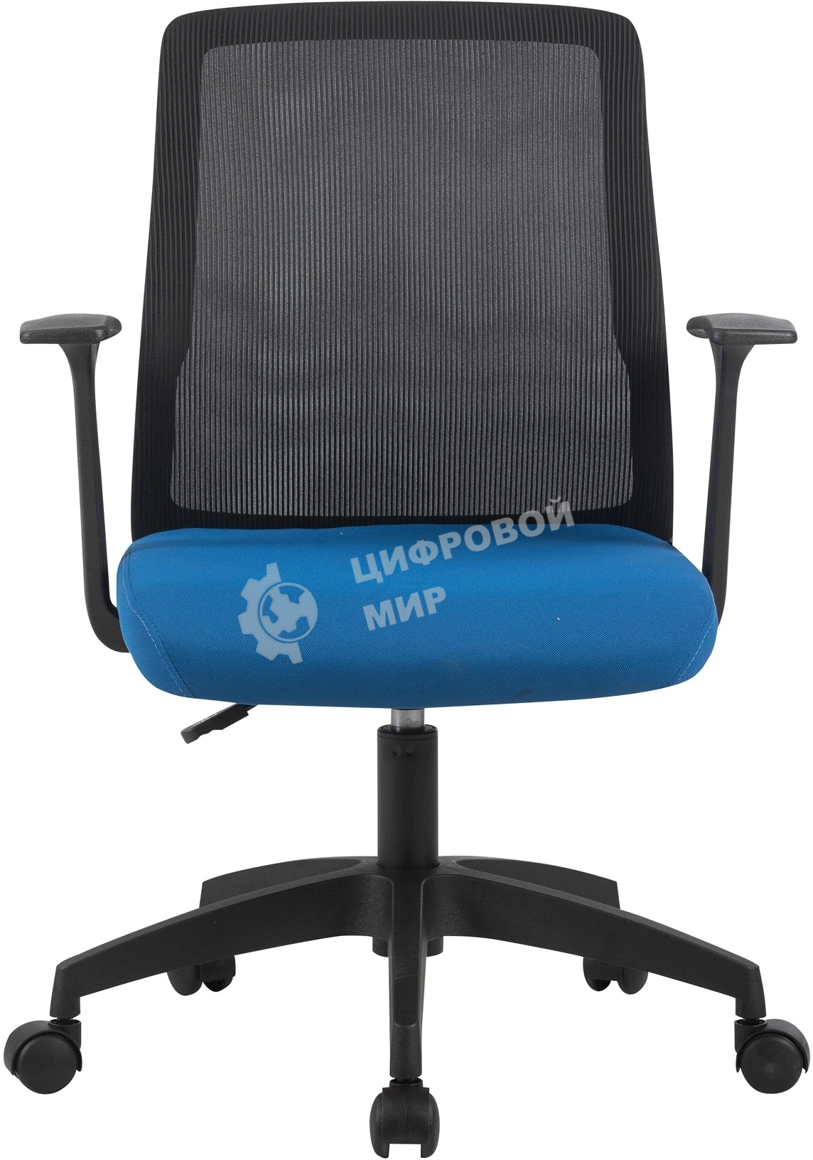 Кресло компьютерное Cactus CS-MC222-BKBL черный, сиденье темно-синий, сетка/ткань, низк.спин. крестов. пластик, пластик черный
