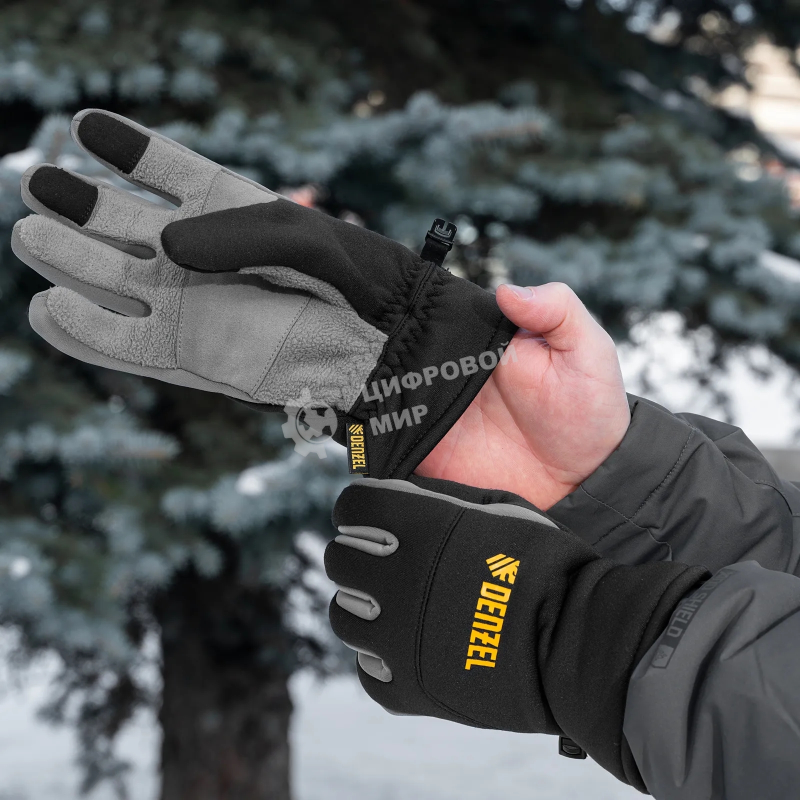 Перчатки универсальные Denzel 68088 искусственный мех, работа с сенсорным экраном, размер 10