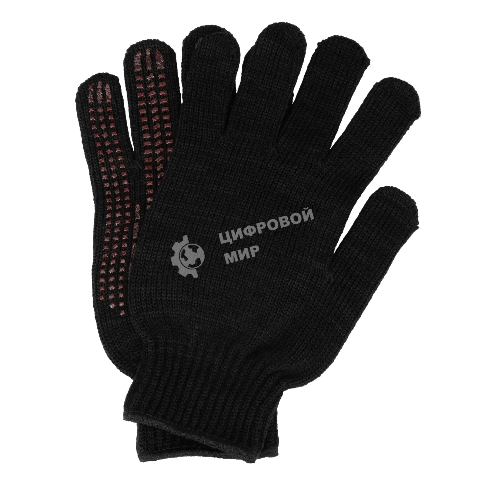Перчатки трикотажные Сибртех акрил, усиленные, ПВХ-гель Протектор, черный, 10 класс