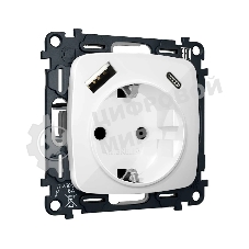 Комплект механизма электрической розетки OMEGA Белый глянец 2USB A+C 20W (быстрая зарядка) с/з QUANT (OP1100, VM160) MO110010