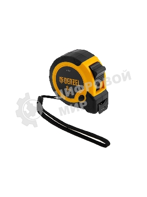 Рулетка Denzel 8м х 25мм, двухкомп. корпус, кнопка-пауза