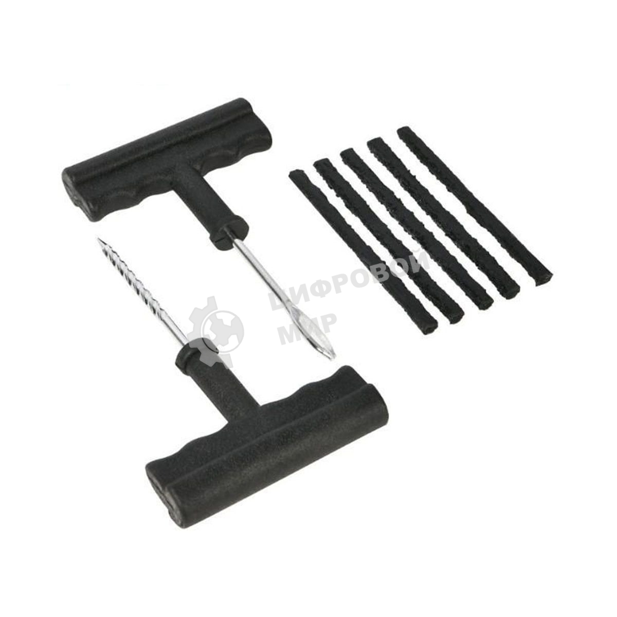 Ремкомплект для бескамерных шин Deli DL120001 (шило, рашпиль, 5 резиновых жгутов)