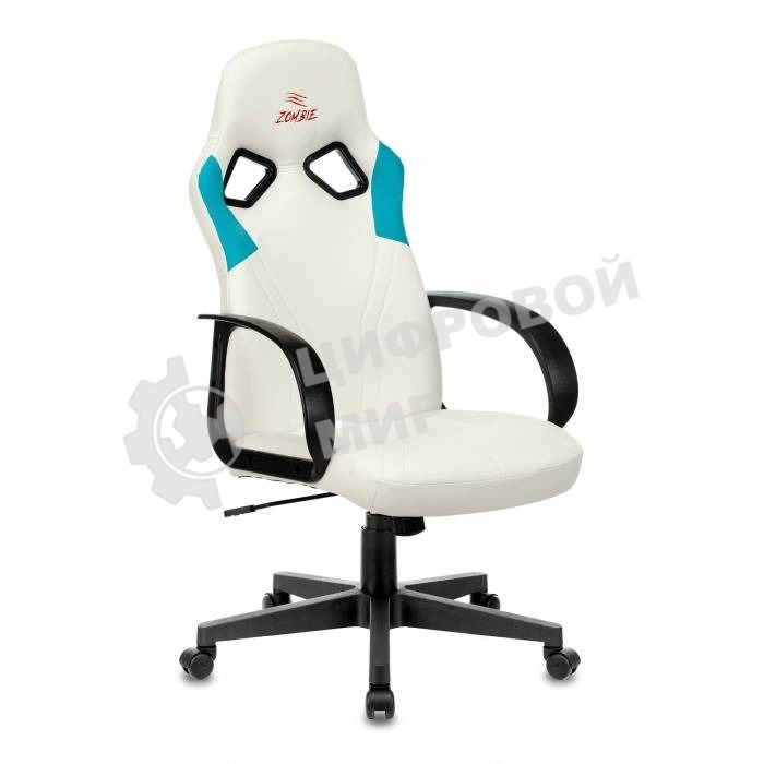 Кресло игровое Бюрократ ZOMBIE RUNNER белый/голубой искусственная кожа крестовина пластик