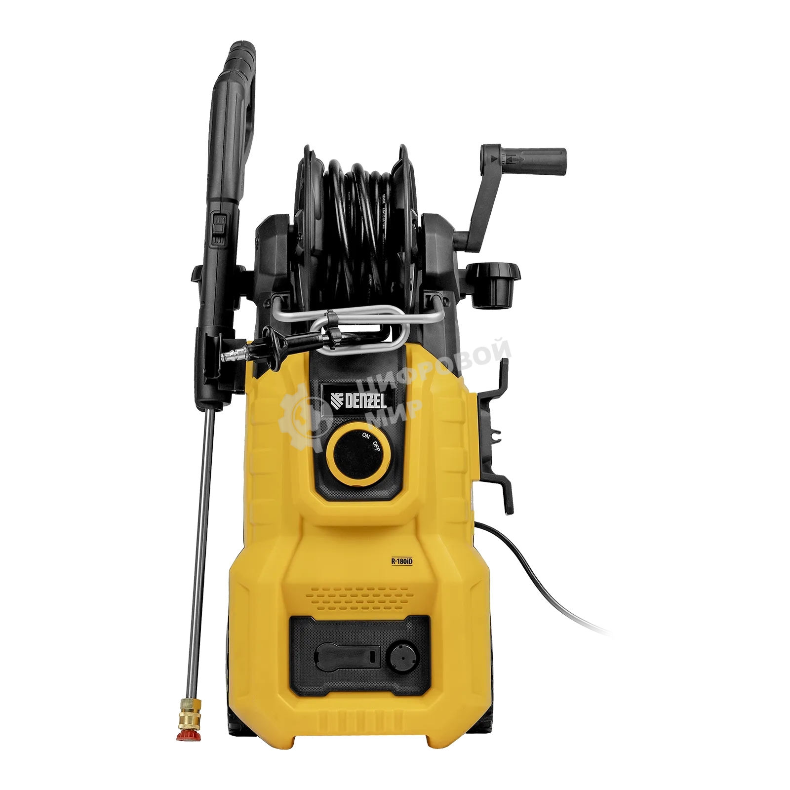 Моечная машина высокого давления Denzel R-180iD, 2000 Вт, 180 бар, 420 л/ч, асинх. двиг., бараб.