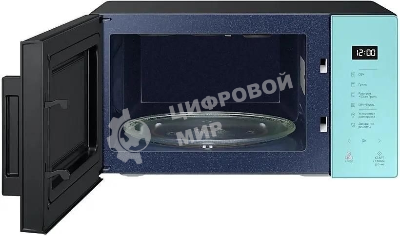 Микроволновая печь Samsung MG23T5018AN/BW голубой, 23 л, 800 Вт, переключатели - сенсор