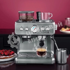 Кофемашина автоматическая Rondell 1105-RE-01 серебристый, исп. кофе - зерновой, 2.8 л, 1550 Вт, 15 Бар.