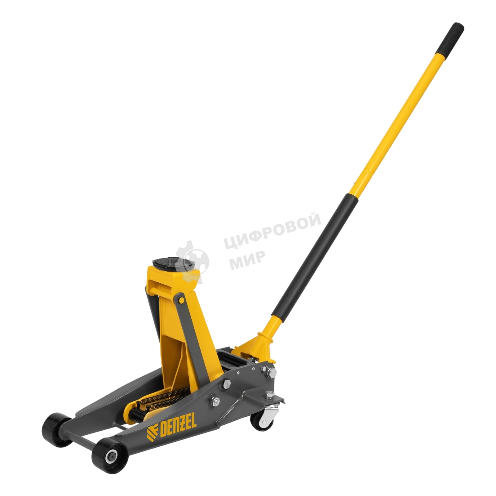 Домкрат гидравлический подкатной Denzel 3 т, 125-470 мм, быстрый подъем, проф.