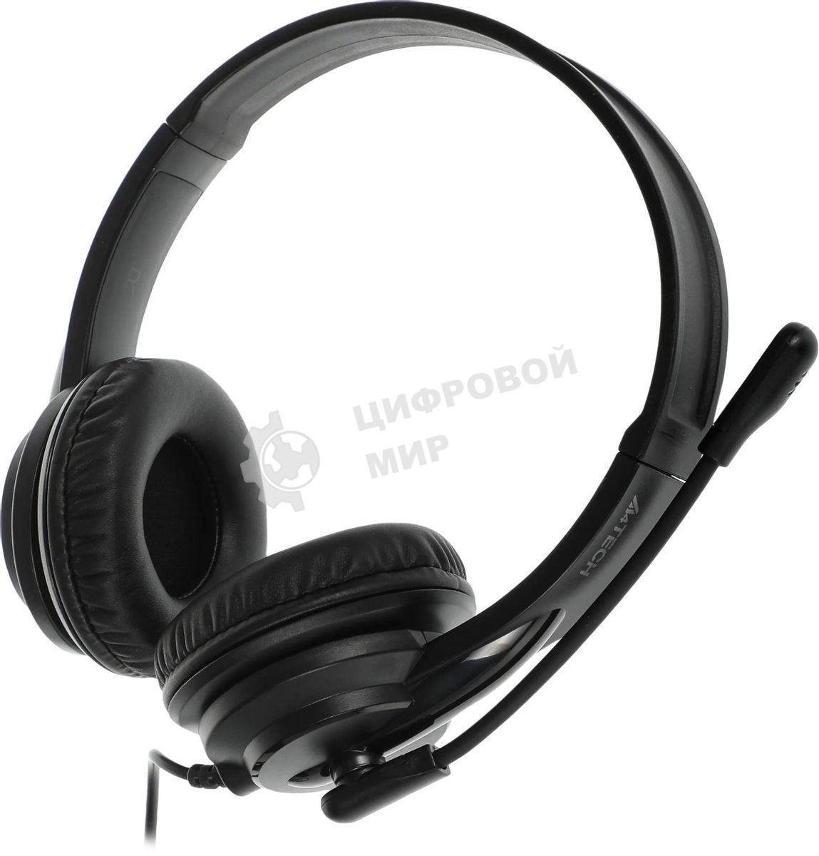 Гарнитура проводная с микрофоном A4Tech HU-10 черный 2м накладные USB оголовье