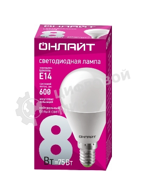 Лампа светодиодная ОНЛАЙТ 71625 OLL-G45-8-230-4K-E14