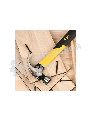 Молоток-гвоздодер Deli DL5002F 450 гр магнит, противоскользящий боек, фиберглассовая рукоять