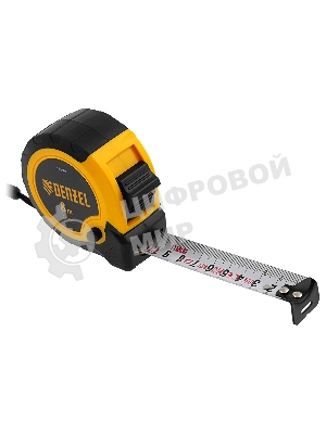 Рулетка Denzel 8м х 25мм, двухкомп. корпус, кнопка-пауза