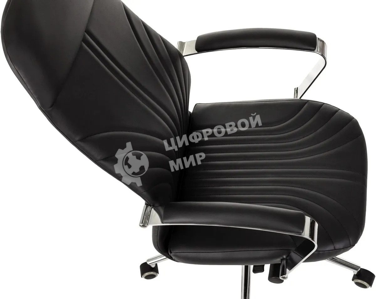 Кресло руководителя Бюрократ CH-610SL-Lux черный. эко.кожа. крестов. металл хром