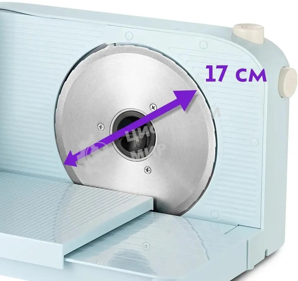 Ломтерезка Kitfort КТ-6268 150Вт (нарезка до 15мм) голубой/белый