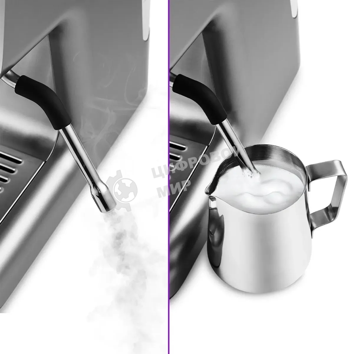 Кофеварка рожковая Kitfort КТ-789 серебристый, зерновой/молотый, 2.8 л, 1550 Вт, 15 Бар